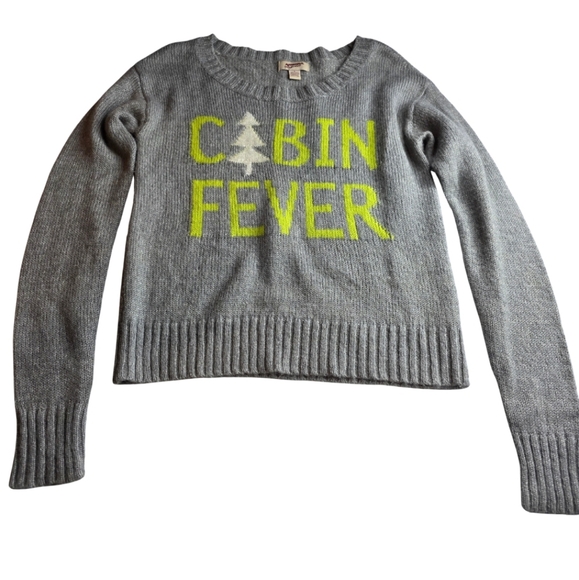 Arizona Size S Cabin Fever Sequin Winter Tree Sweater Fall Gray 2915-U - Picture 2 of 8